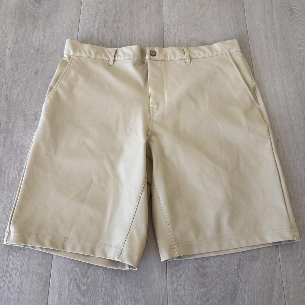 State and Liberty Shorts Mens Size 34 Beige Tan 9" Performance Stretch Athletic - Picture 2 of 13